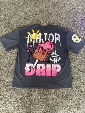 Major Drip Graphic Short-Sleeve|Gray/Pink XL Men’s Shirt|Oversized | Rebel Minds